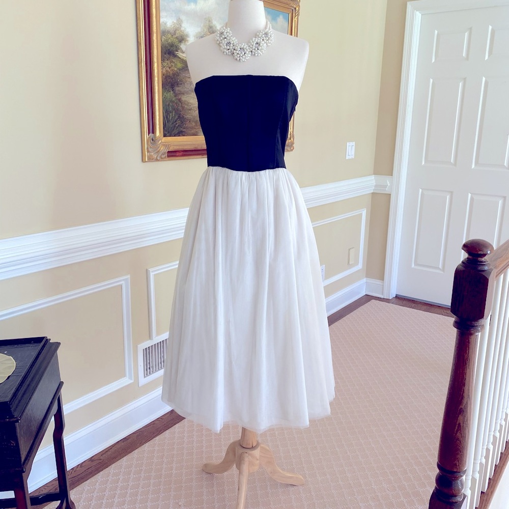 Brunello Cucinelli Black and White Tulle Corset Cocktail Dress-NWT